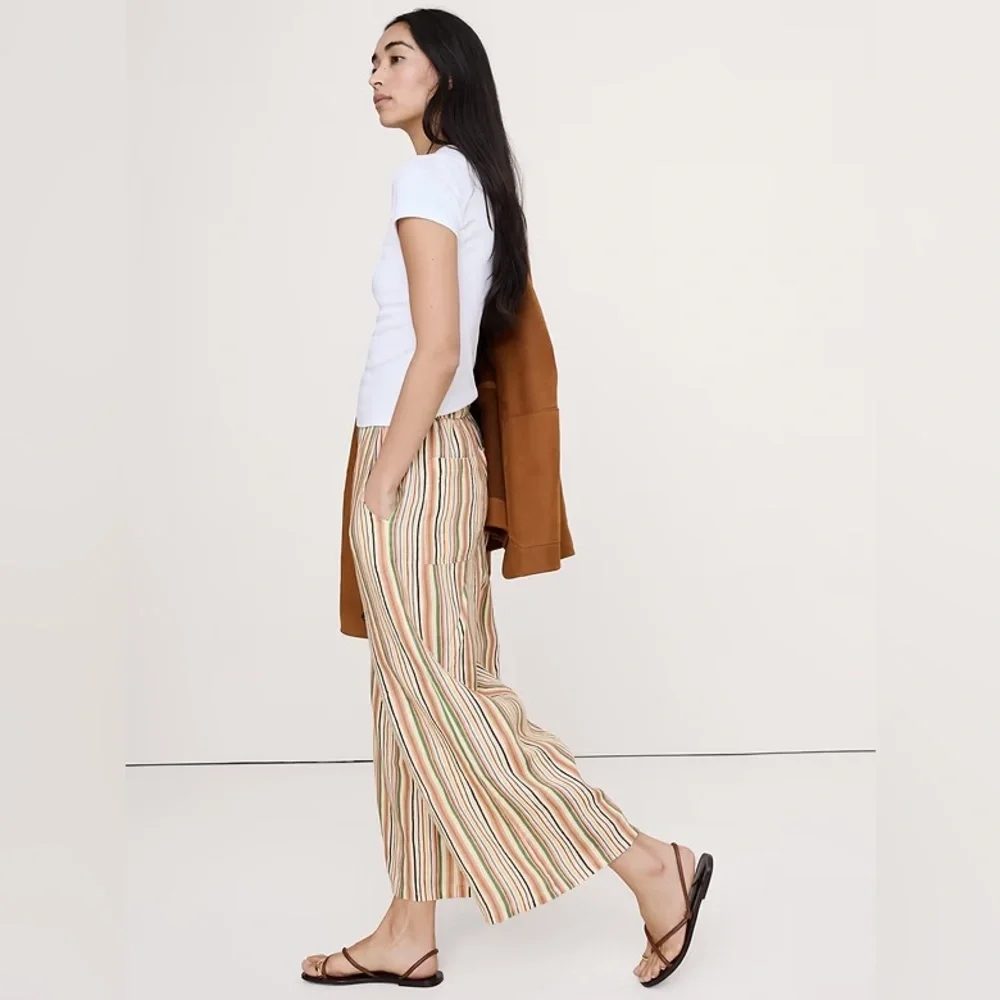 NWT! Banana Republic The Pull-On Wide-Leg Ankle Pant In Linen 🩷 875436 M TALL